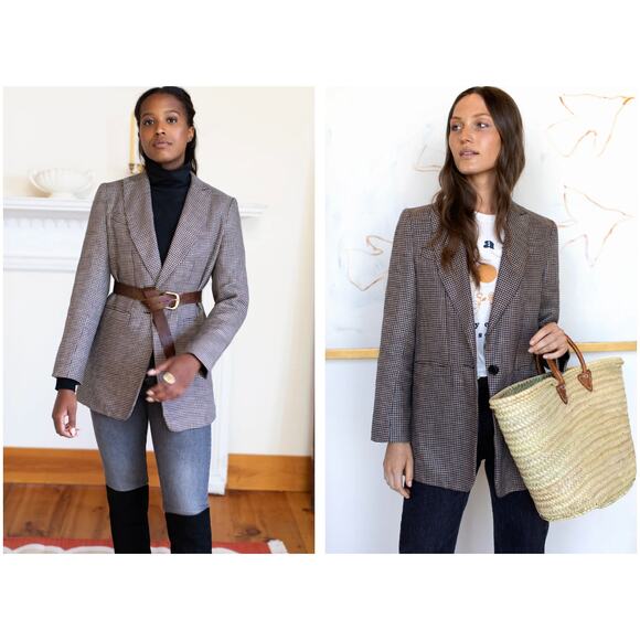 Emerson Fry Tuckernuck Dinner Jacket Blazer Brown Houndstooth Linen Buttton 4 - Picture 3 of 13